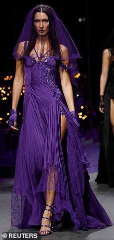 bella hadid purple versace|Versace gigi hadid.